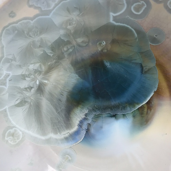 Bill Campbell Signed Studio Art Pottery Flambeaux Glaze Iridescent Trinket Dish - Picture 6 of 8